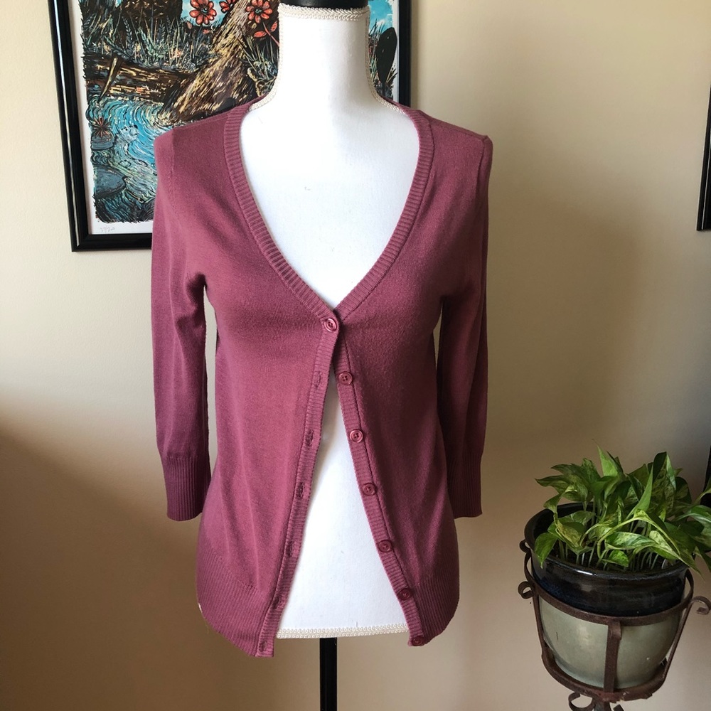 Pink quarter sleeve cardigan